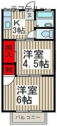 エステートパレス入間(2K/2階)の間取り写真