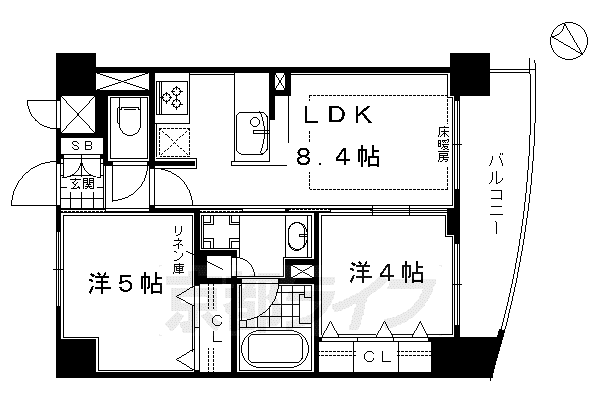 エステムプラザ京都河原町通IIレジデンシャル(2LDK/10階)の間取り写真