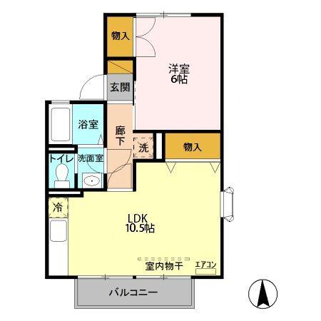 第3明清ハイツ B棟(1LDK/1階)の間取り写真