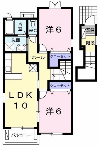 GRACEIIA(2LDK/2階)の間取り写真