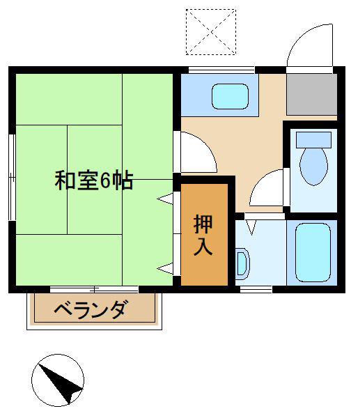 シティーハイツ高橋A(1K/2階)の間取り写真
