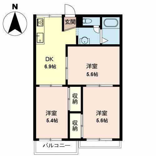 ROGOハイツ(3DK/2階)の間取り写真