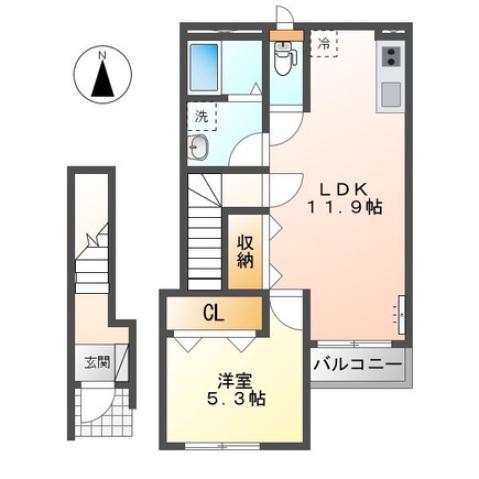アルフォート 中央(1LDK/2階)の間取り写真