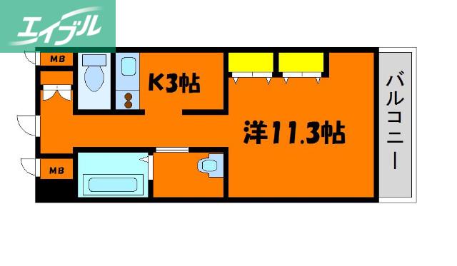 クレストシティ中井町(1K/2階)の間取り写真