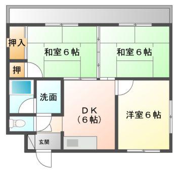 コーポサンセット(3DK/3階)の間取り写真