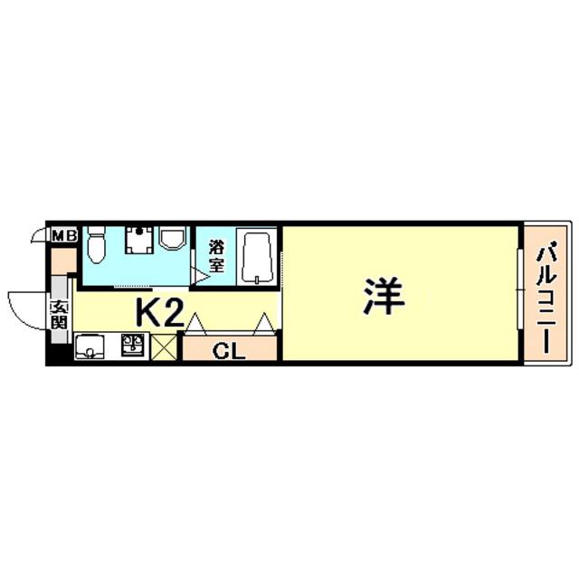 ベルエアー江上(1K/7階)の間取り写真