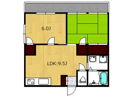 ルグラン都筑(2DK/2階)の間取り写真