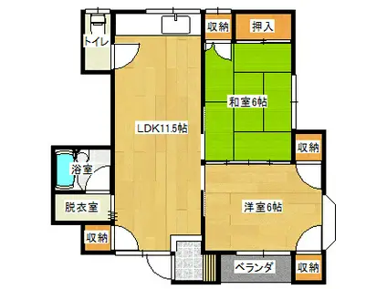 ポエトリータケダ(2LDK/2階)の間取り写真