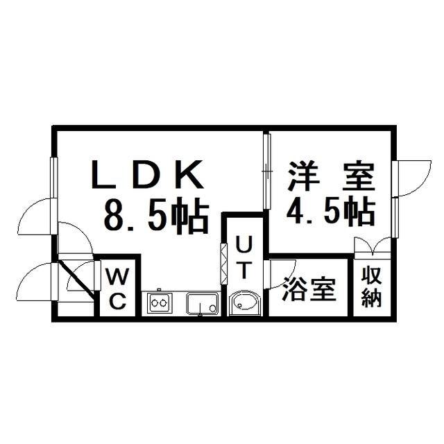 クレイン(1LDK/1階)の間取り写真
