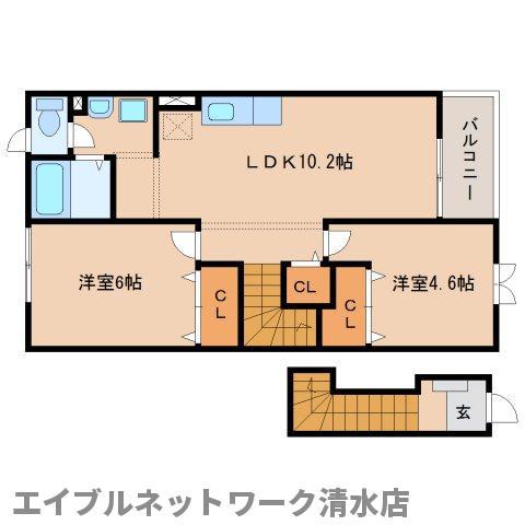ポルト・ボヌール(2LDK/2階)の間取り写真