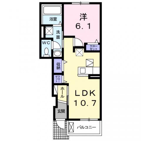 パークライフ八尾Ⅱ(1LDK/1階)の間取り写真