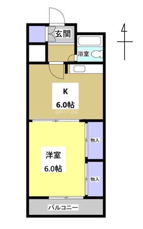 永吉ビル(1DK/3階)の間取り写真