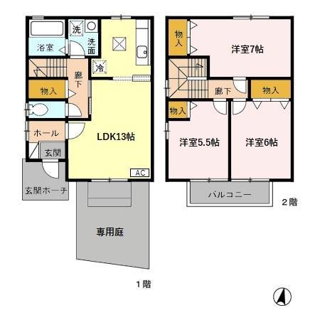ノイ・アージュ D(3LDK/1階)の間取り写真