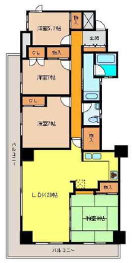 紫塚メゾン(4LDK/2階)の間取り写真