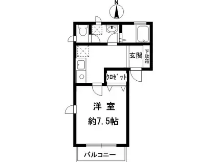 ルシエール離宮(1DK/2階)の間取り写真