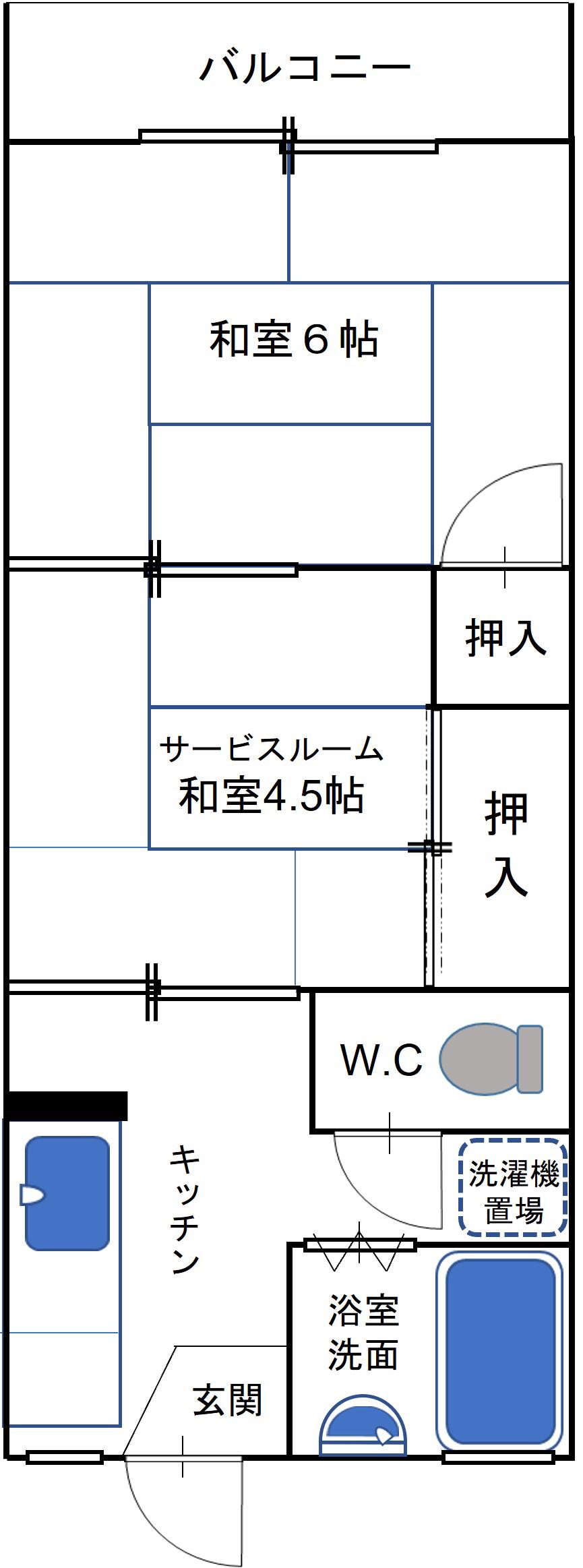ハイムエバーグリーン(1SK/2階)の間取り写真