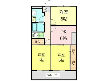 ヴィラメゾンフジビュー(3DK/4階)の間取り写真