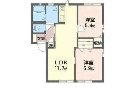 メゾンクレール(2LDK/1階)の間取り写真