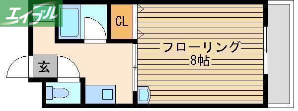 エルフィーネ撫川(1K/2階)の間取り写真