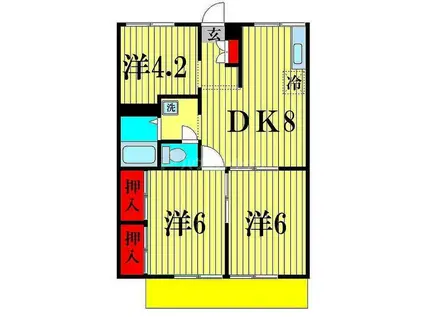 ラブリーホーム(3DK/1階)の間取り写真