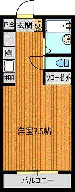 S・Sマンション(1K/4階)の間取り写真