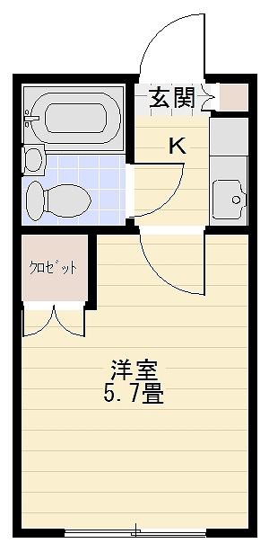 スカイピア能見台(1K/2階)の間取り写真