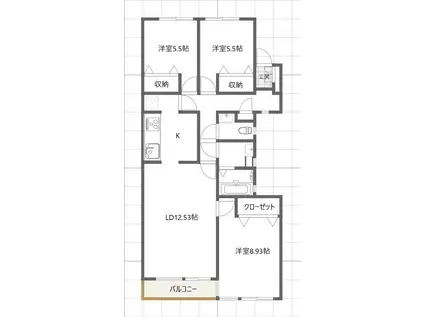 ディアハイツ千歳台(3LDK/3階)の間取り写真