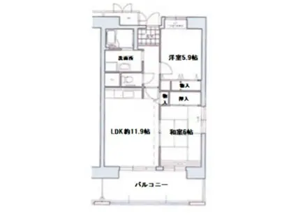 コーシャハイツ中野(2LDK/3階)の間取り写真