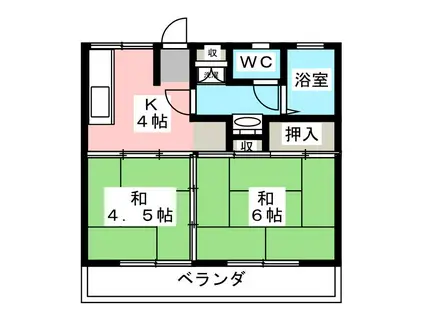 芦山ビル(2DK/4階)の間取り写真