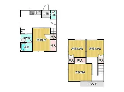 吉川テラスハウス 西側(4DK/1階)の間取り写真