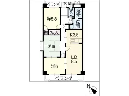 サントヴィラージュ(3LDK/3階)の間取り写真