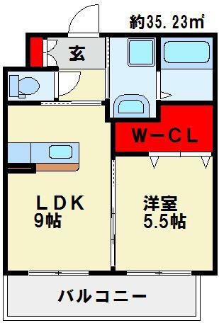 アクシオ小倉(1LDK/2階)の間取り写真