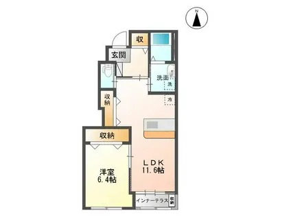 シャイン ヴィレッジ 大木戸 B(1LDK/1階)の間取り写真