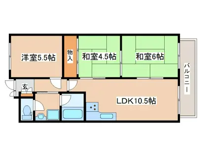 シャルムロアイヤル朝霧(3LDK/1階)の間取り写真