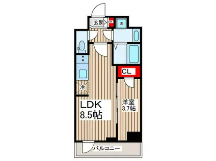 シーズンフラッツ住吉(1LDK/6階)の間取り写真