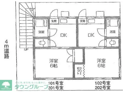 東武東上線 鶴ケ島駅 徒歩10分 2階建 築46年(1K/2階)の間取り写真