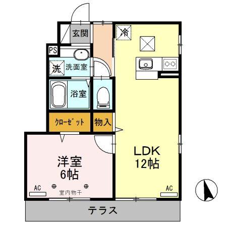 愛宕の杜B(1LDK/1階)の間取り写真