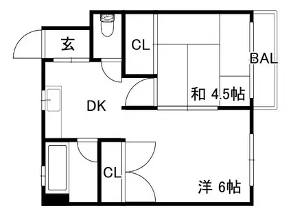 泉マンション(2DK/4階)の間取り写真