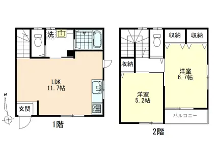 テラスハウスK(2LDK/1階)の間取り写真