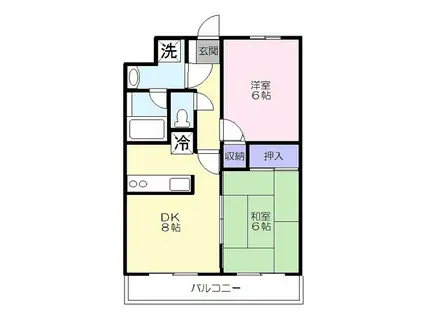 メゾン宮川(2DK/4階)の間取り写真