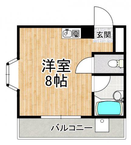 スカイ南花台(ワンルーム/3階)の間取り写真