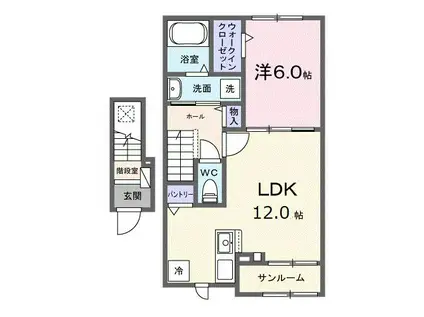 クレストールIII B(1LDK/2階)の間取り写真