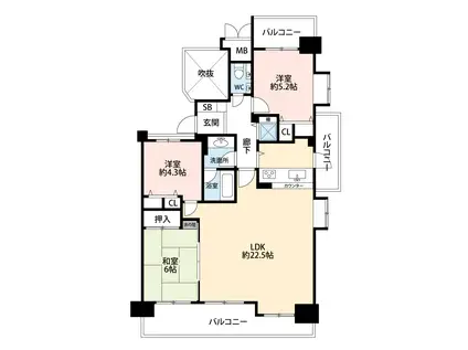 ネオシティ岡崎南壱番館(3LDK/11階)の間取り写真