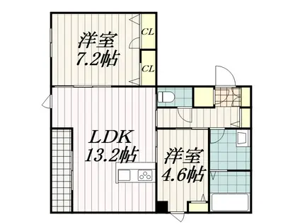 MAISON DE I(2LDK/3階)の間取り写真