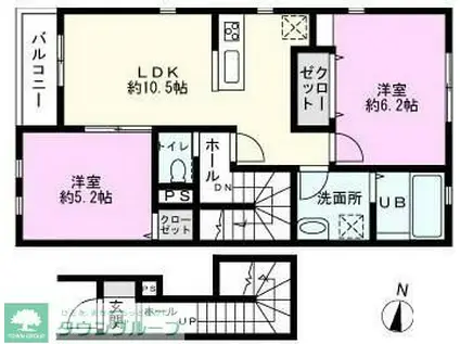 グロワール・ブランシュ(2LDK/2階)の間取り写真
