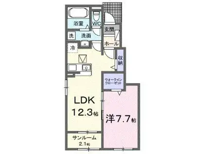 ベル ルミエールI(1LDK/1階)の間取り写真