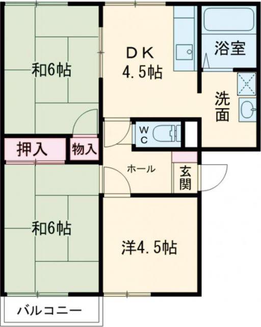 ガーデンハウス沖野A(3DK/2階)の間取り写真