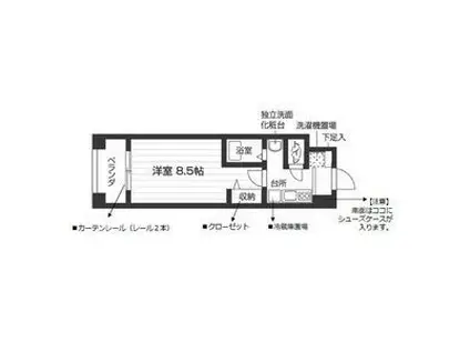 ウイステリア神宮西(1K/8階)の間取り写真