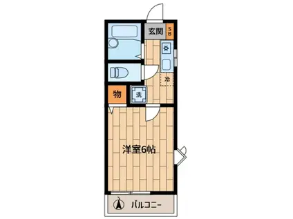 ドミール武蔵小杉(1K/2階)の間取り写真