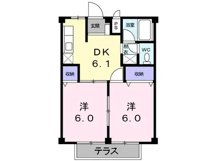 中西ハイツ(2DK/1階)の間取り写真